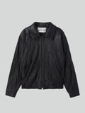 High-Neck Leather Jumper (Black)