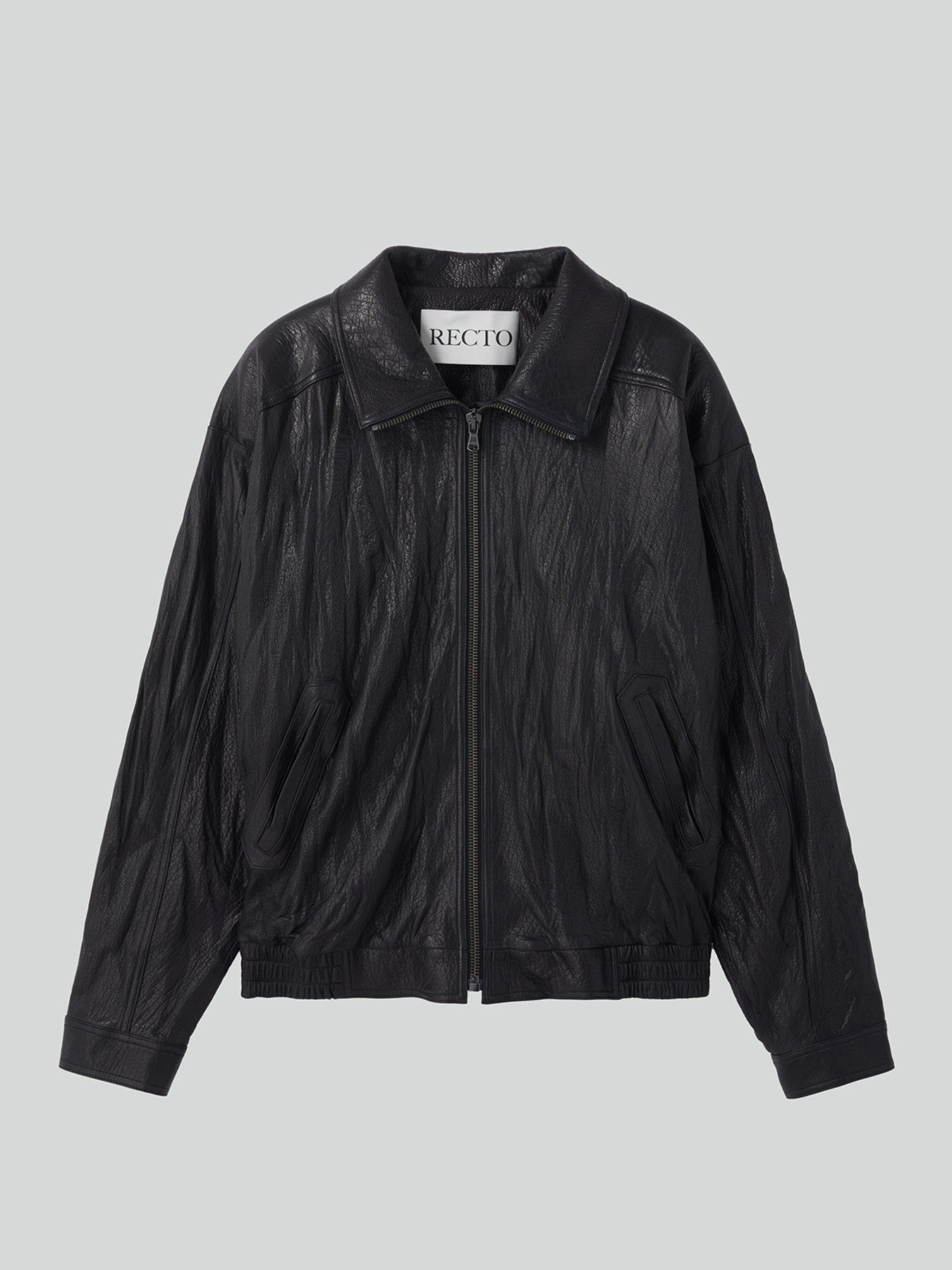 High-Neck Leather Jumper (Black)
