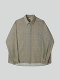 Oversized Vintage Check Shirt (Beige Khaki)