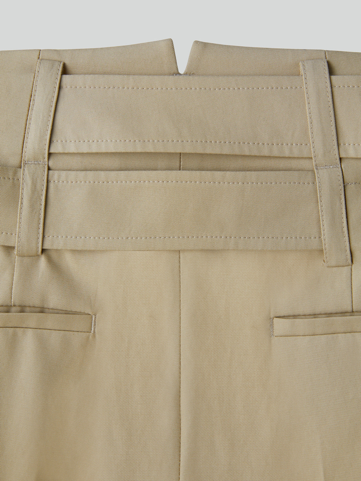 High Waist Belted Pants (Khaki Beige)