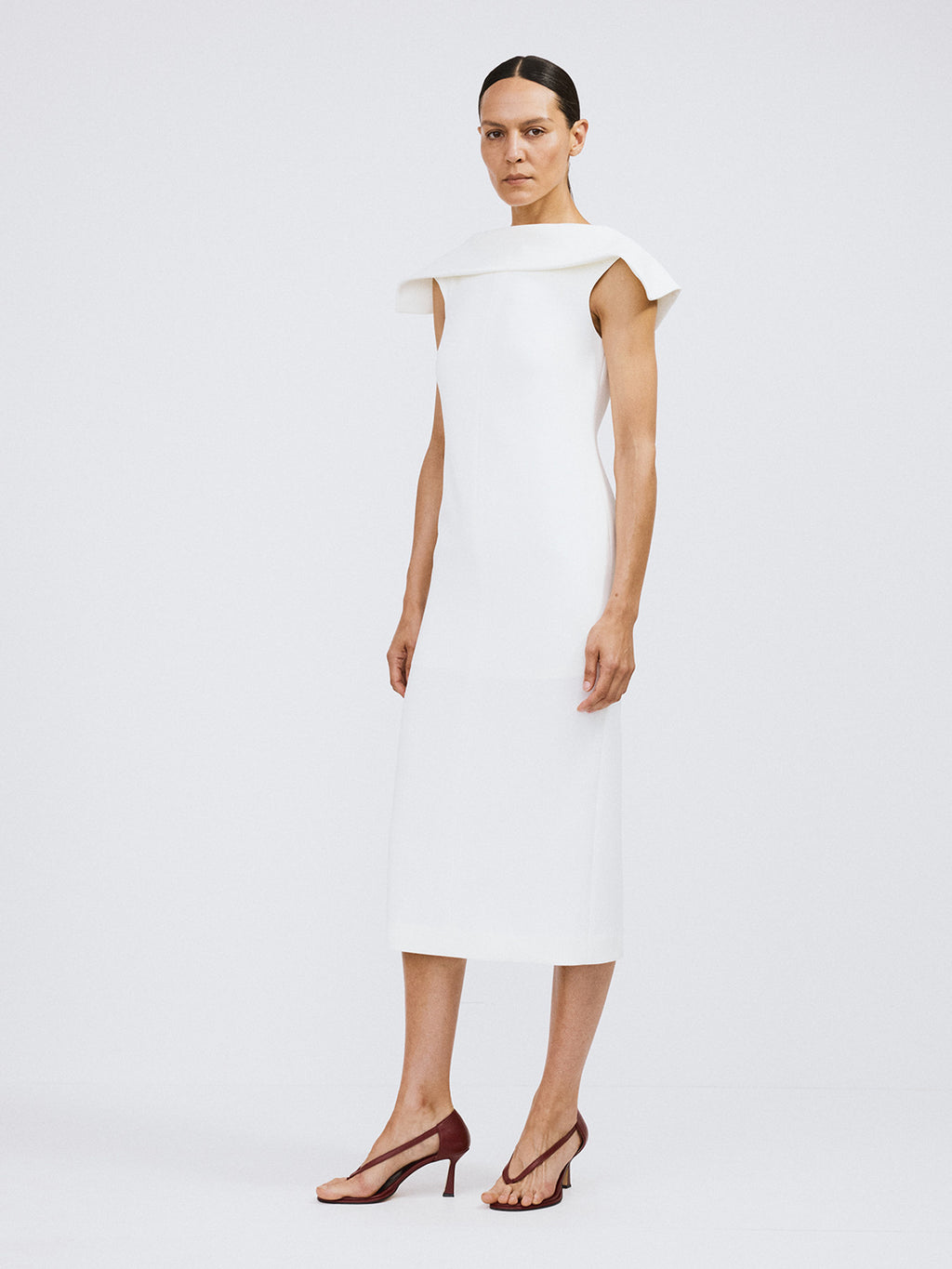 Open Back High Neck Dress (Off White)