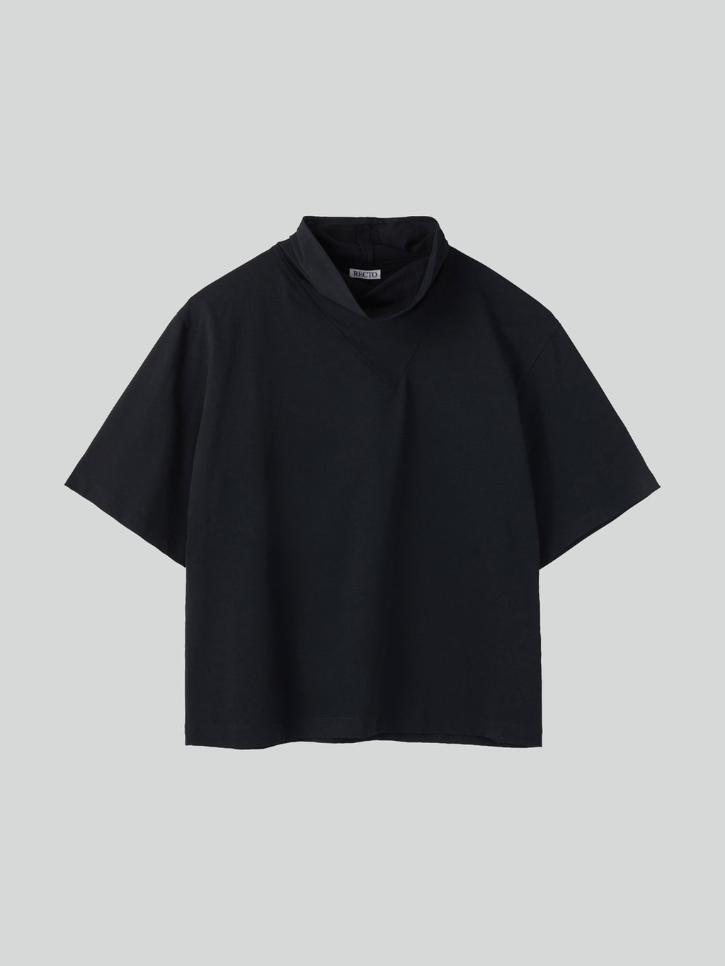 Scarf Neck Cotton Top (Charcoal Grey)