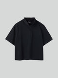 Scarf Neck Cotton Top (Charcoal Grey)
