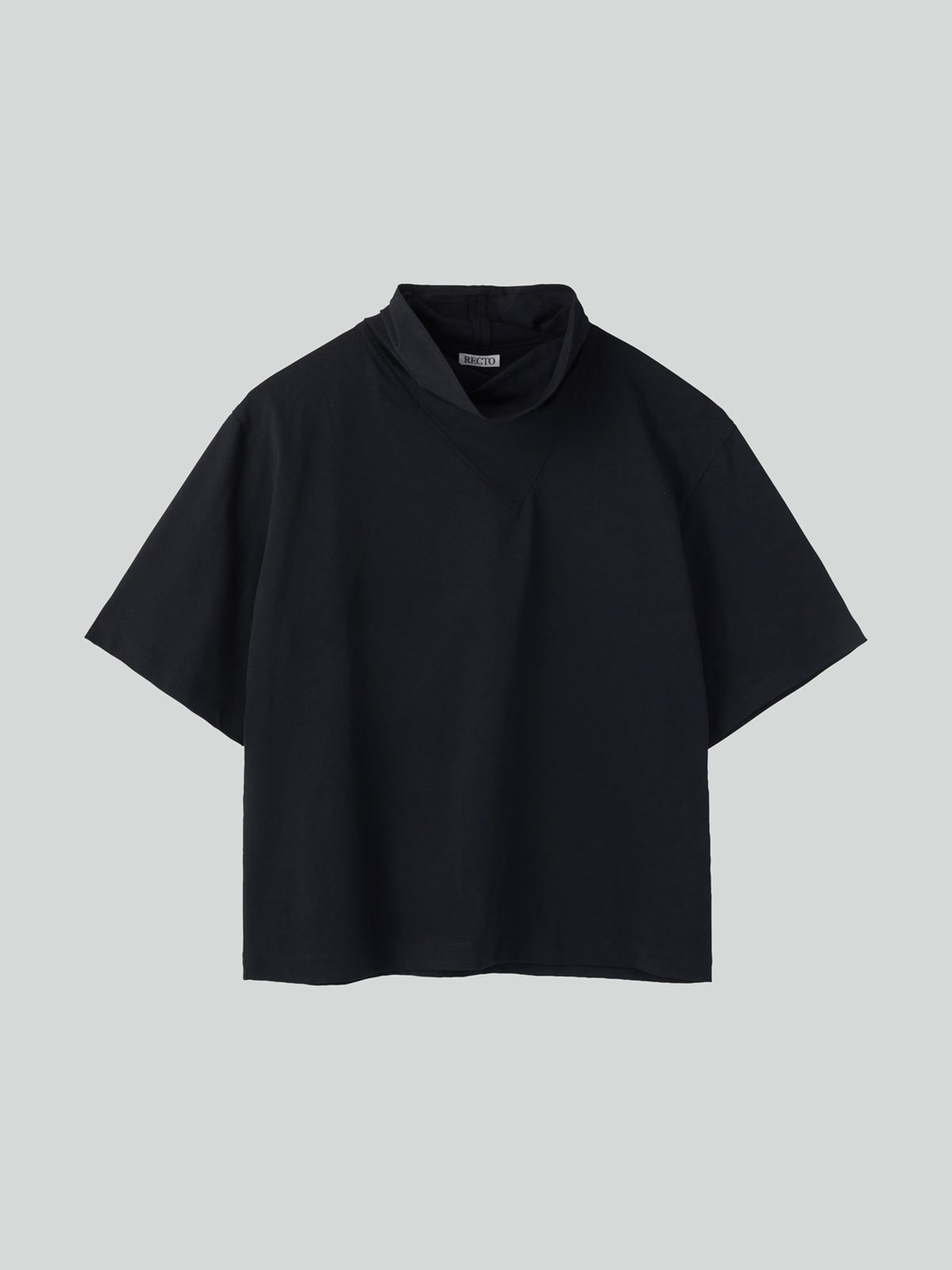 Scarf Neck Cotton Top (Charcoal Grey)