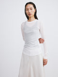 Sheer Jersey Long Sleeve Top (Off White)