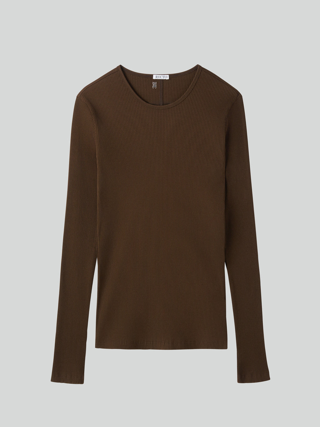Ribbed Jersey Long-Sleeve Top (Khaki Brown)