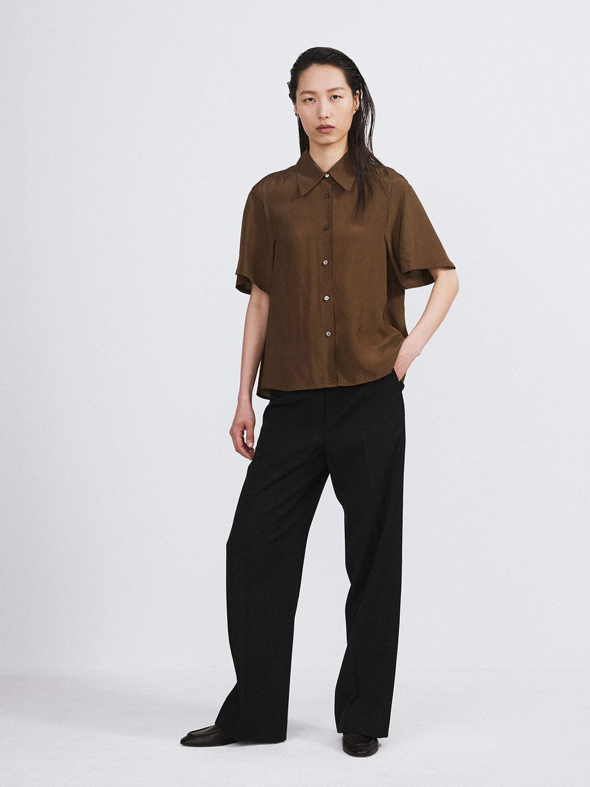 Wide Fit Straight Pants (Black)