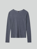 Cashmere Blend Long-Sleeve Top (Melange Grey)