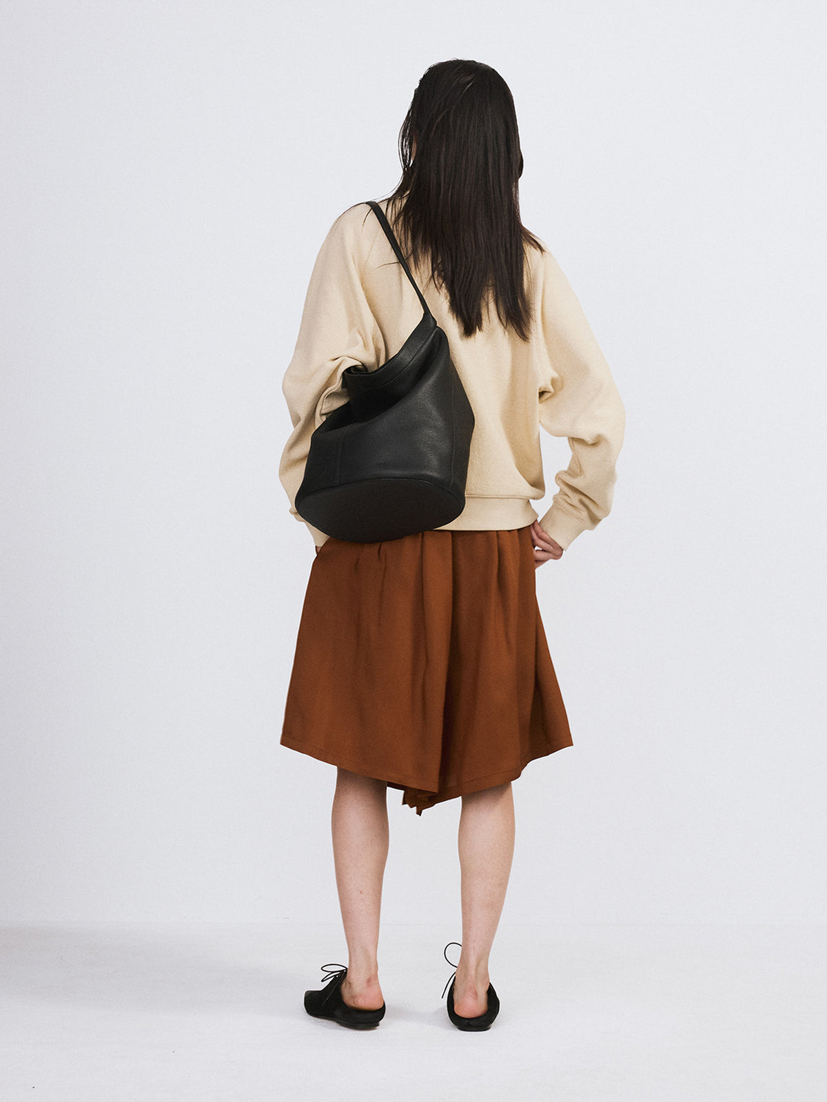 Banding Wide Culotte Pants (Red Brown)