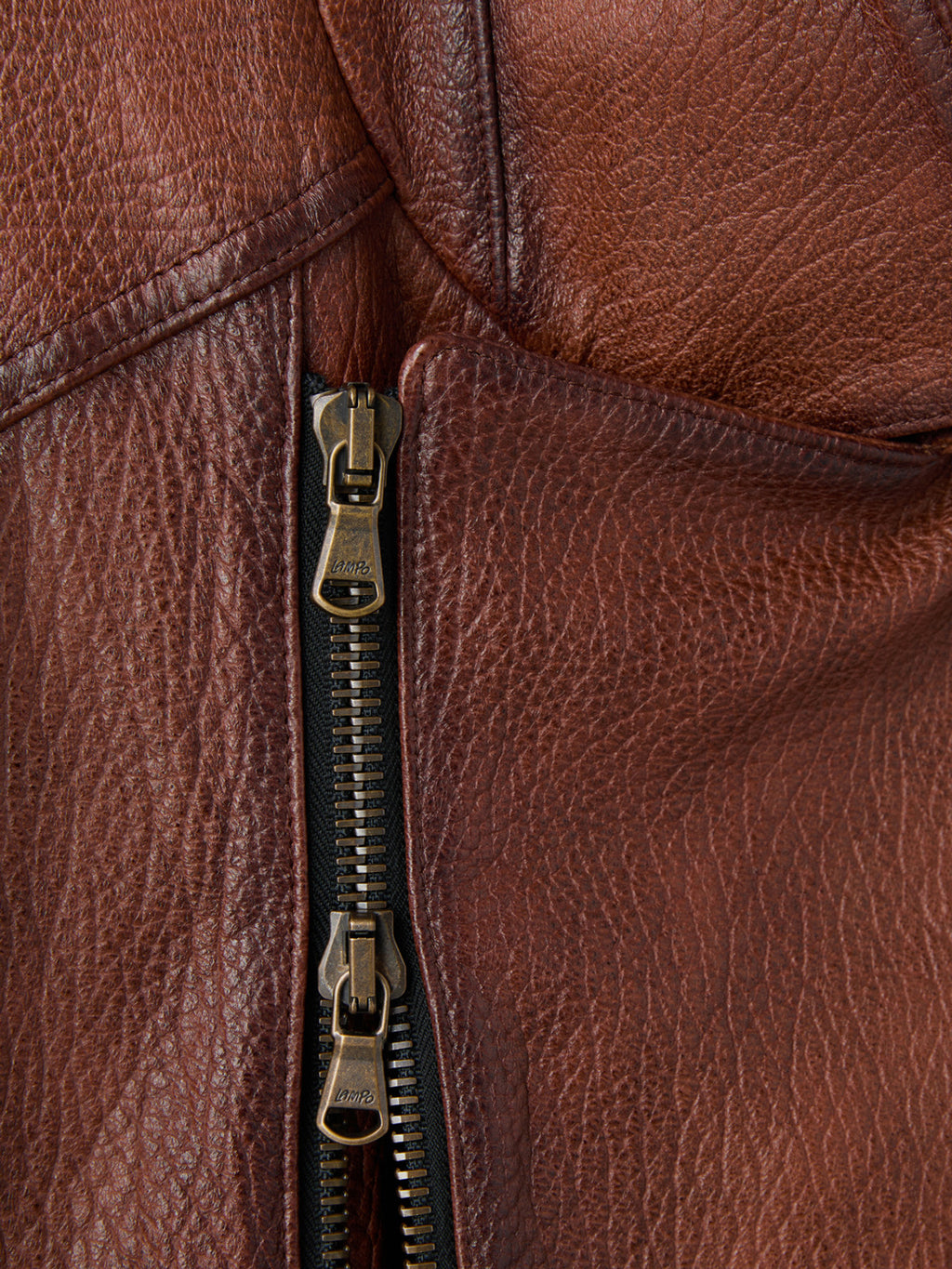 Vintage Effect Biker Jacket (Cognac)