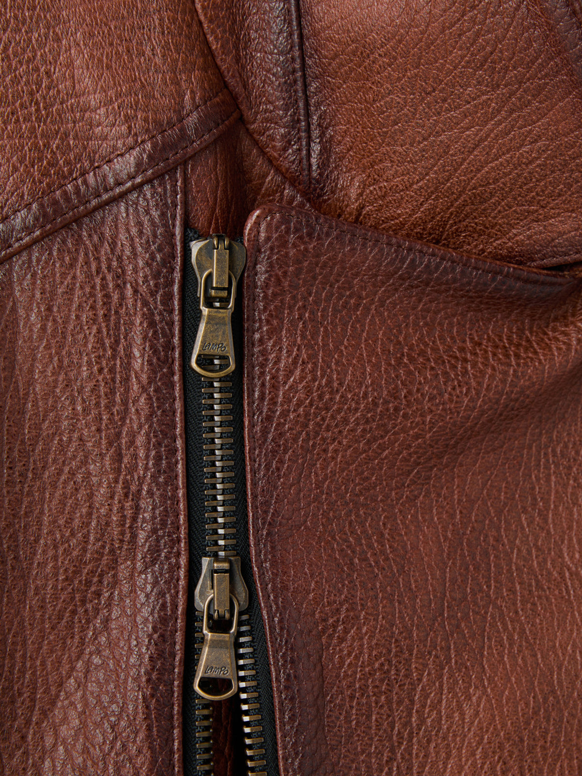 Vintage Effect Biker Jacket (Cognac)