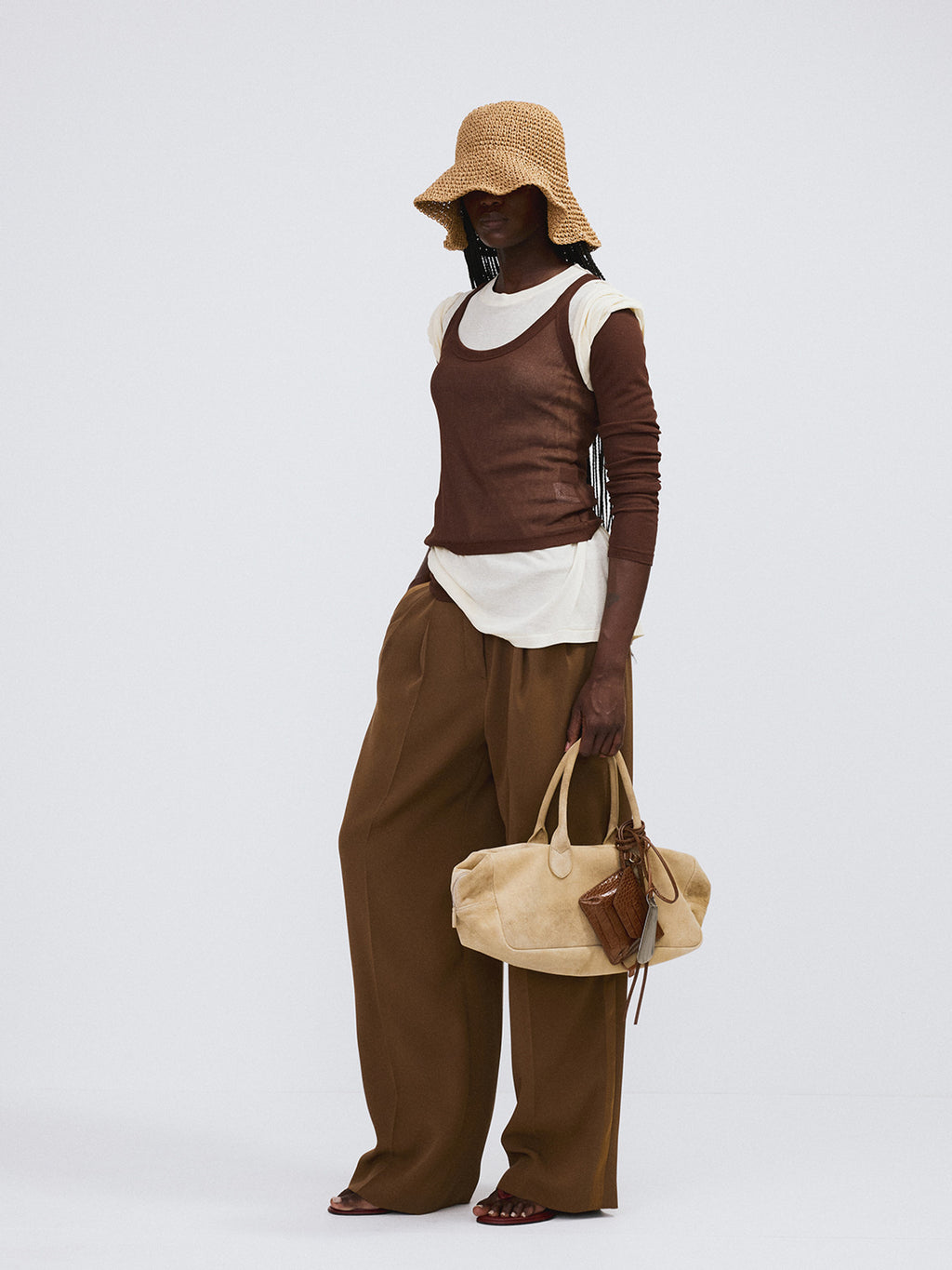 Tuxedo Detail Fluid Suit Pants (Ochre)