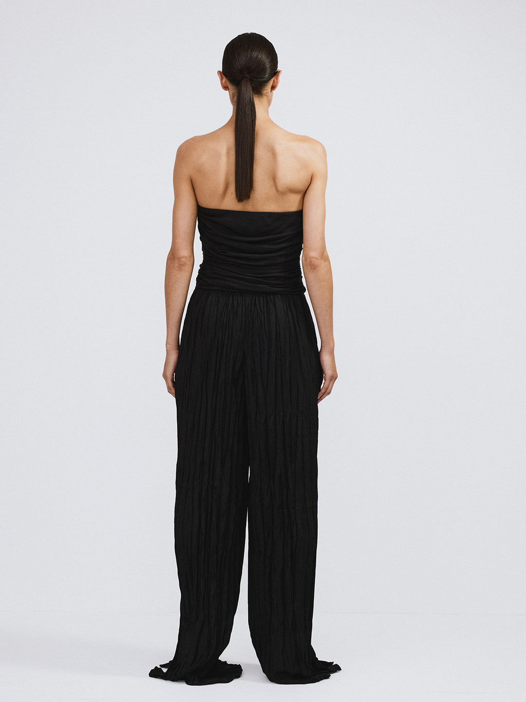 Gathered Bustier Jumpsuit (Black)