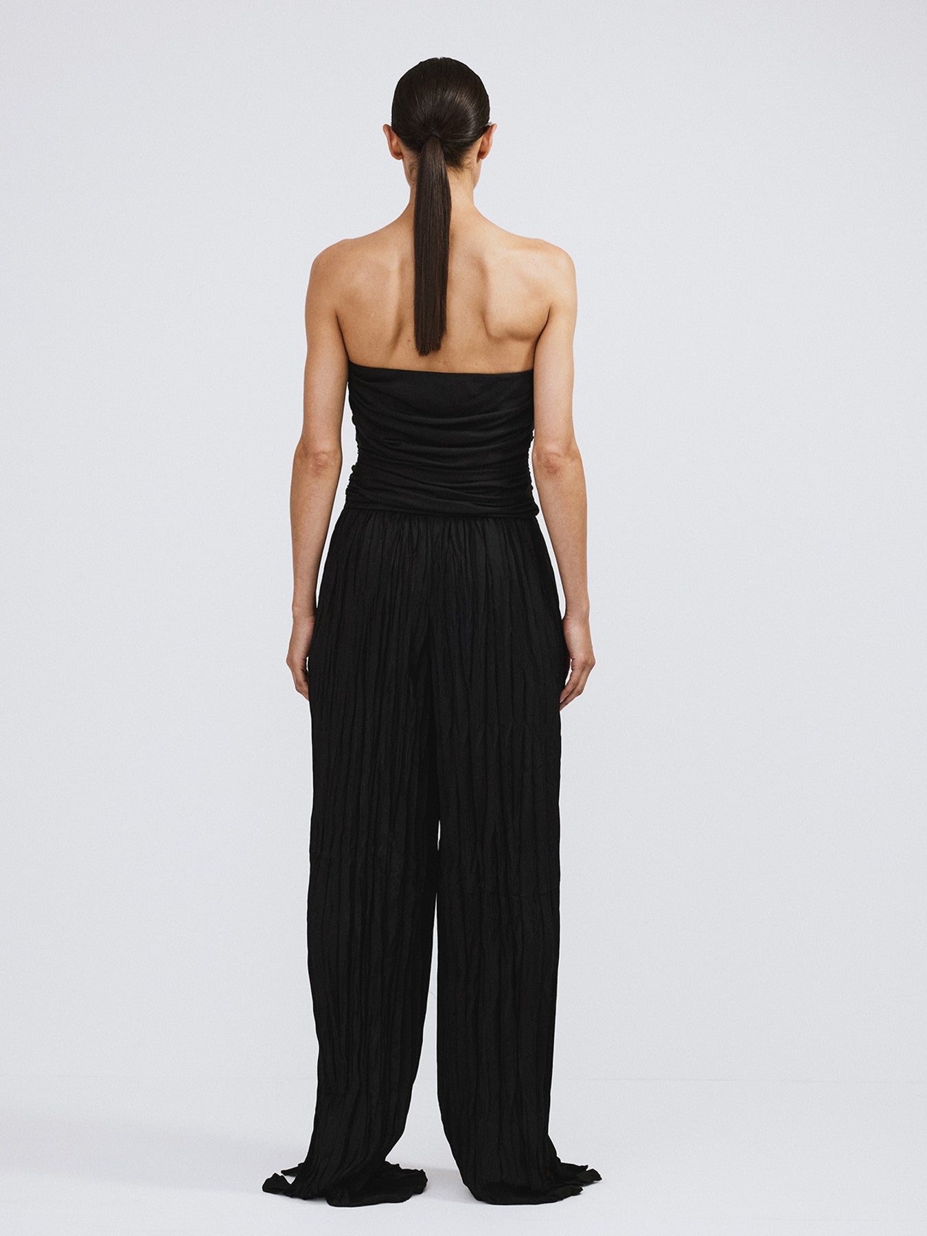 Gathered Bustier Jumpsuit (Black)