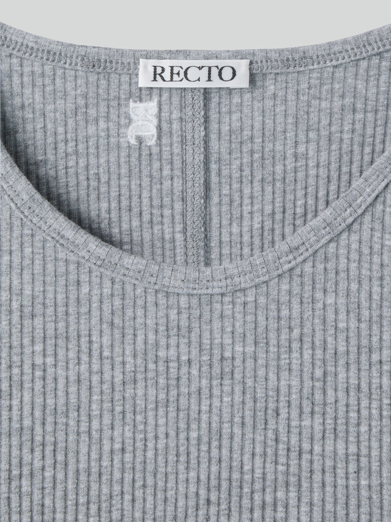 Ribbed Jersey Long-Sleeve Top (Melange Grey)