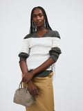 Off Shoulder Ribbed Knit Top (Ecru)