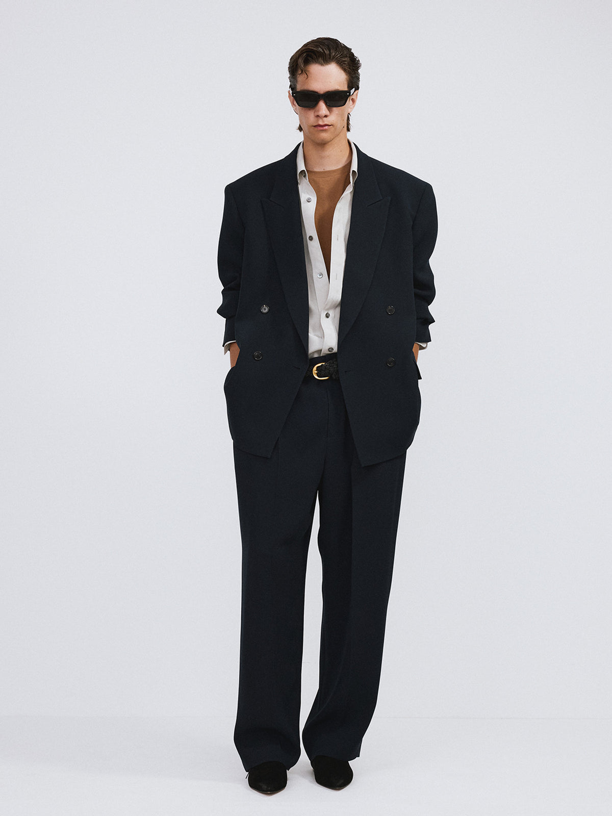Fluid Double Suit Jacket (Dark Navy)