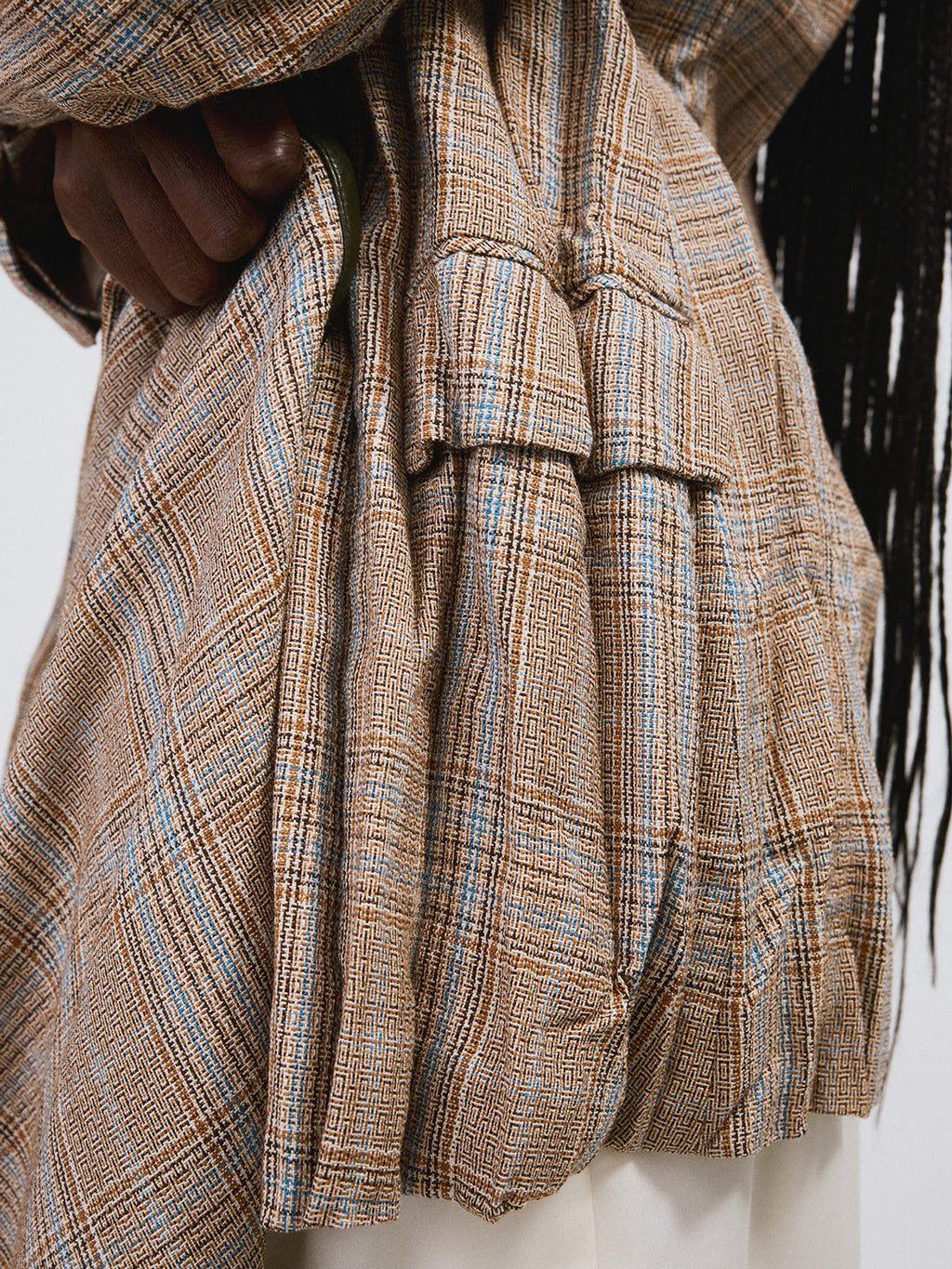 Crinkle Vintage Check Jacket (Camel)