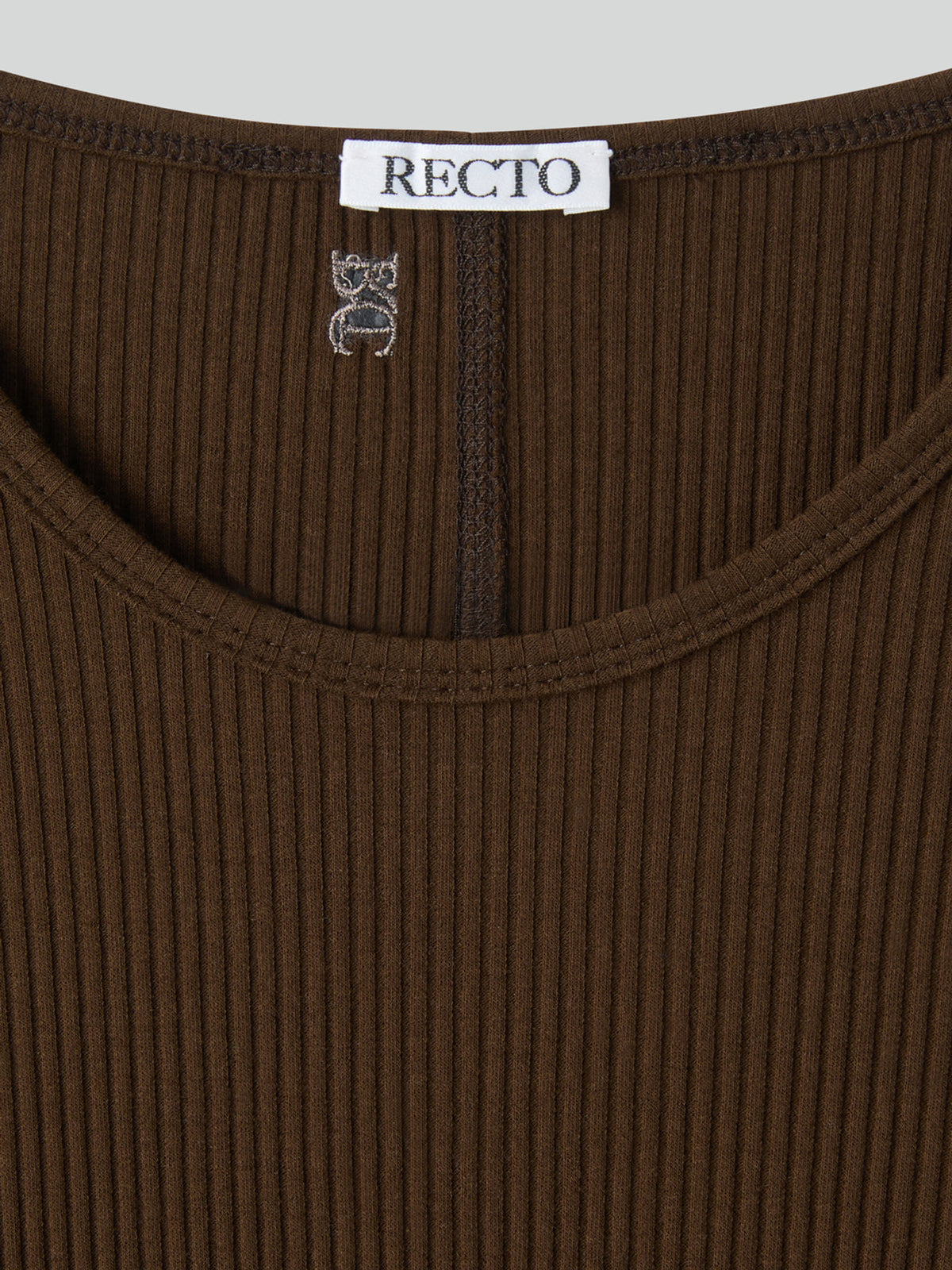 Ribbed Jersey Long-Sleeve Top (Khaki Brown)