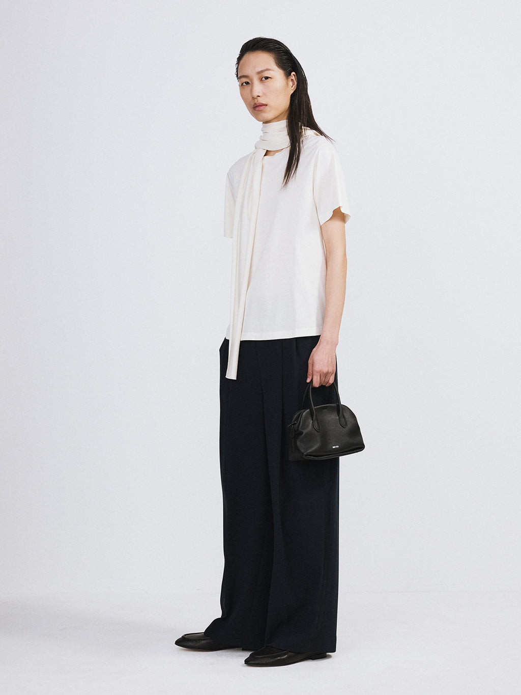 Open Back Silk Blend Scarf Top (Cream)