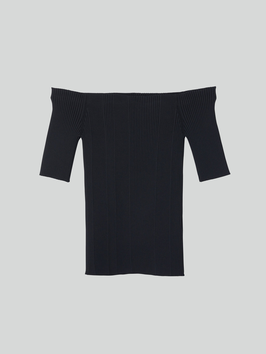 Off Shoulder Ribbed Knit Top (Black)