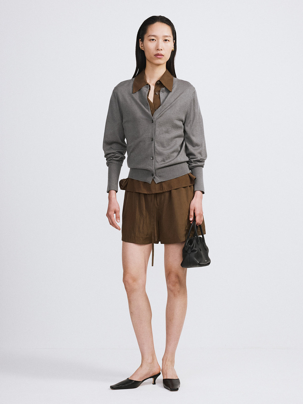 Wrinkled Fluid Banding Shorts (Khaki Brown)