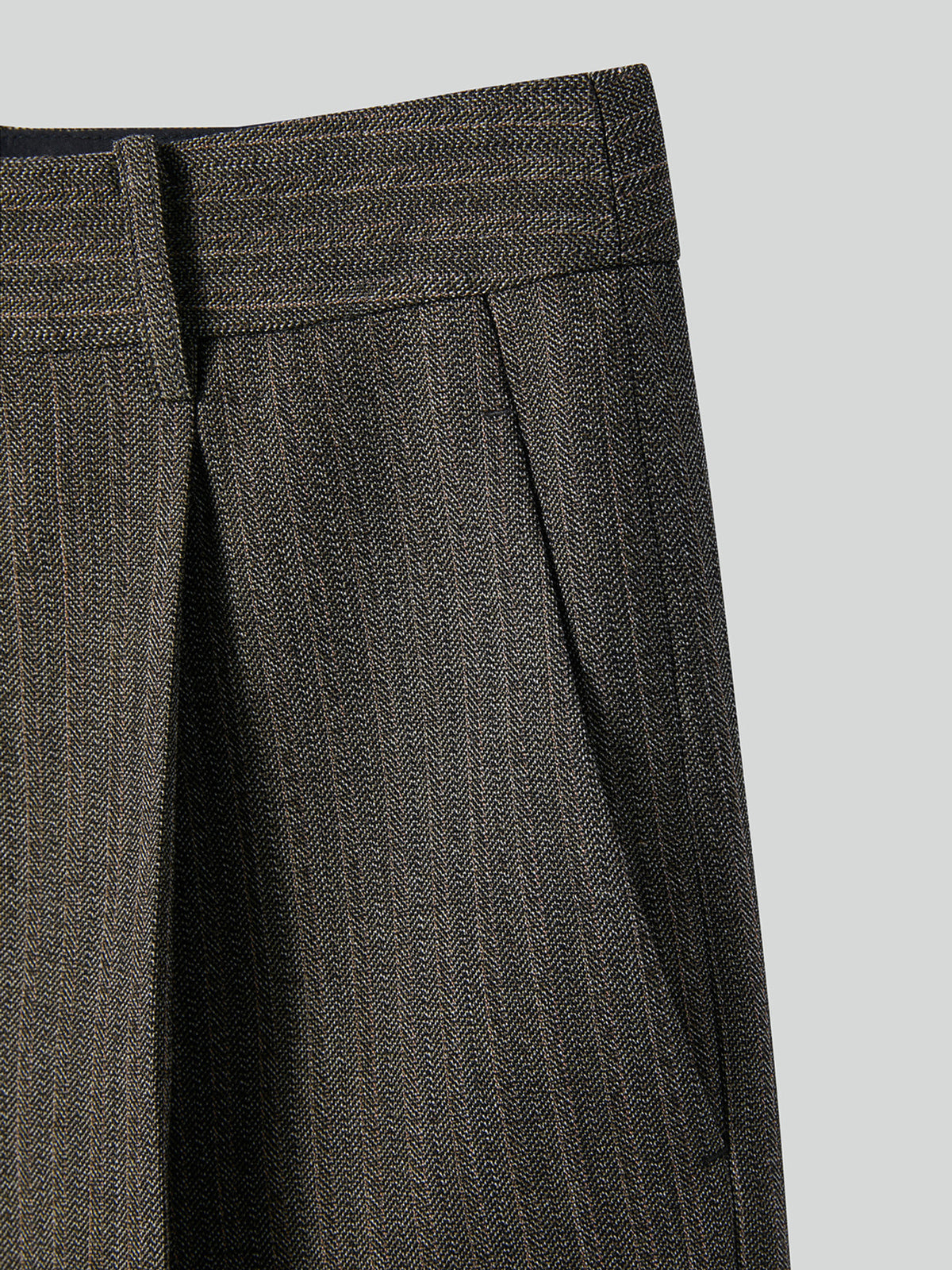 Broken Harringbone Suit Pants (Dark Khaki)