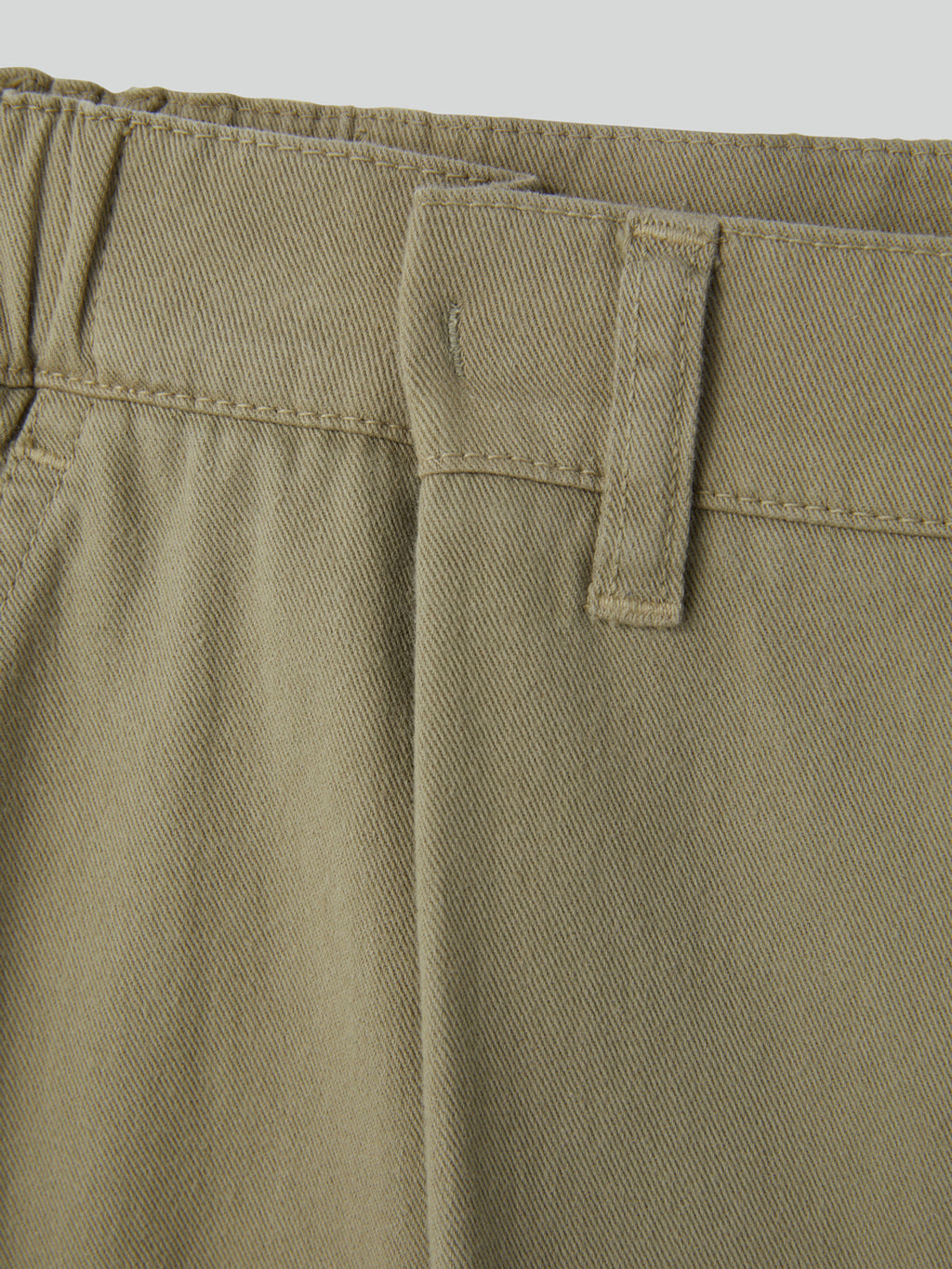 Banding Detail Wide Cotton Pants (Light Khaki)