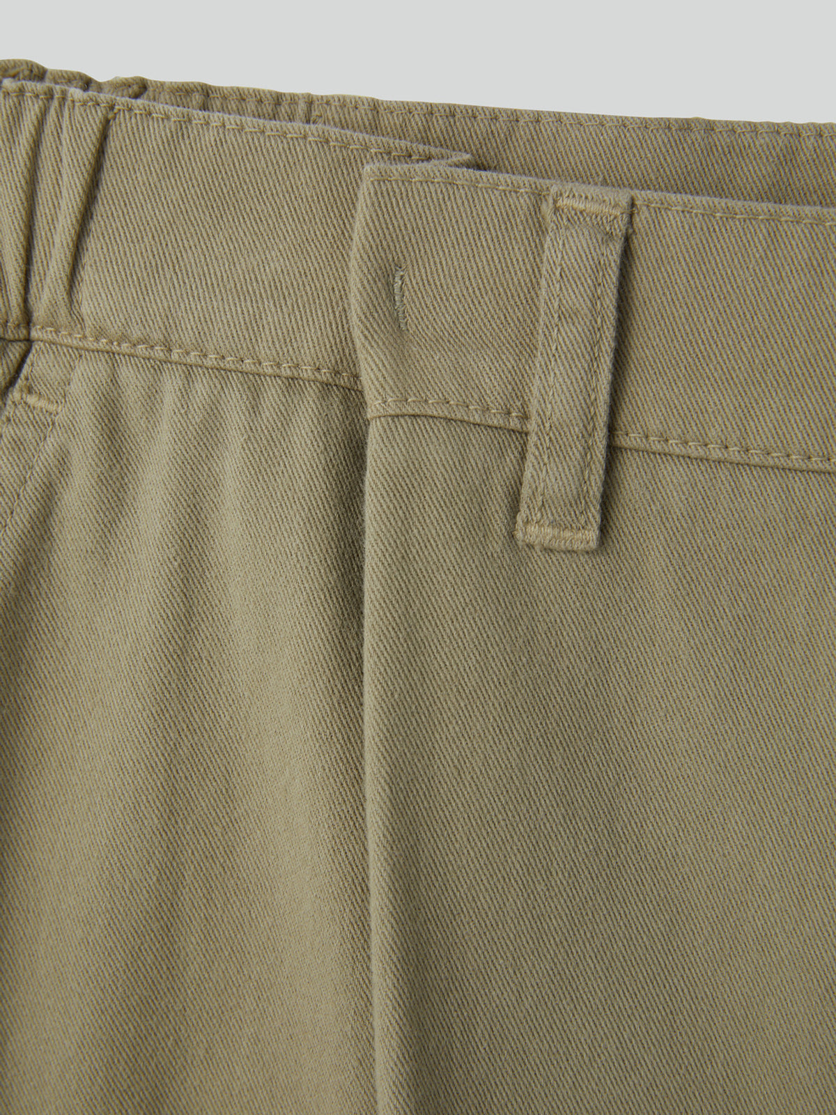 Banding Detail Wide Cotton Pants (Light Khaki)
