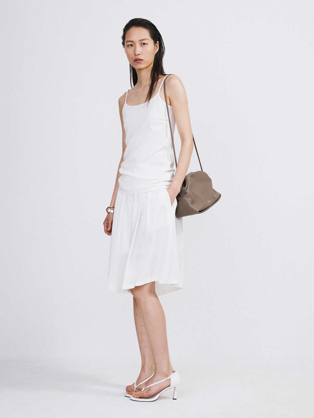 Slim Fit Long Top (Off White)