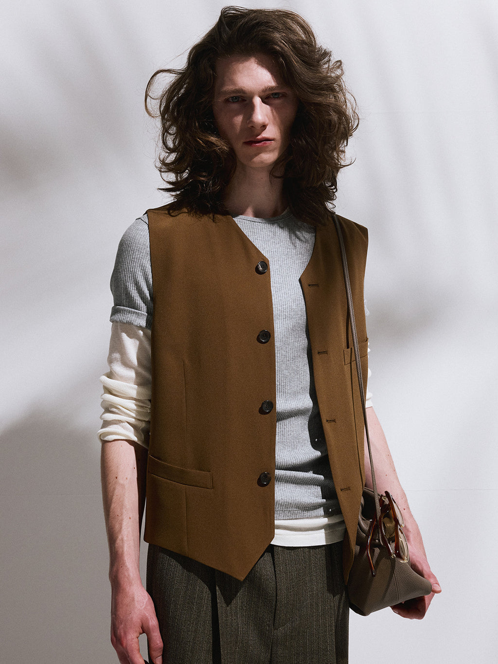 Strap Detail Suit Vest (Ochre)