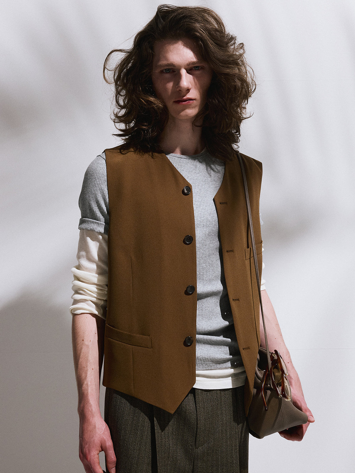 Strap Detail Suit Vest (Ochre)