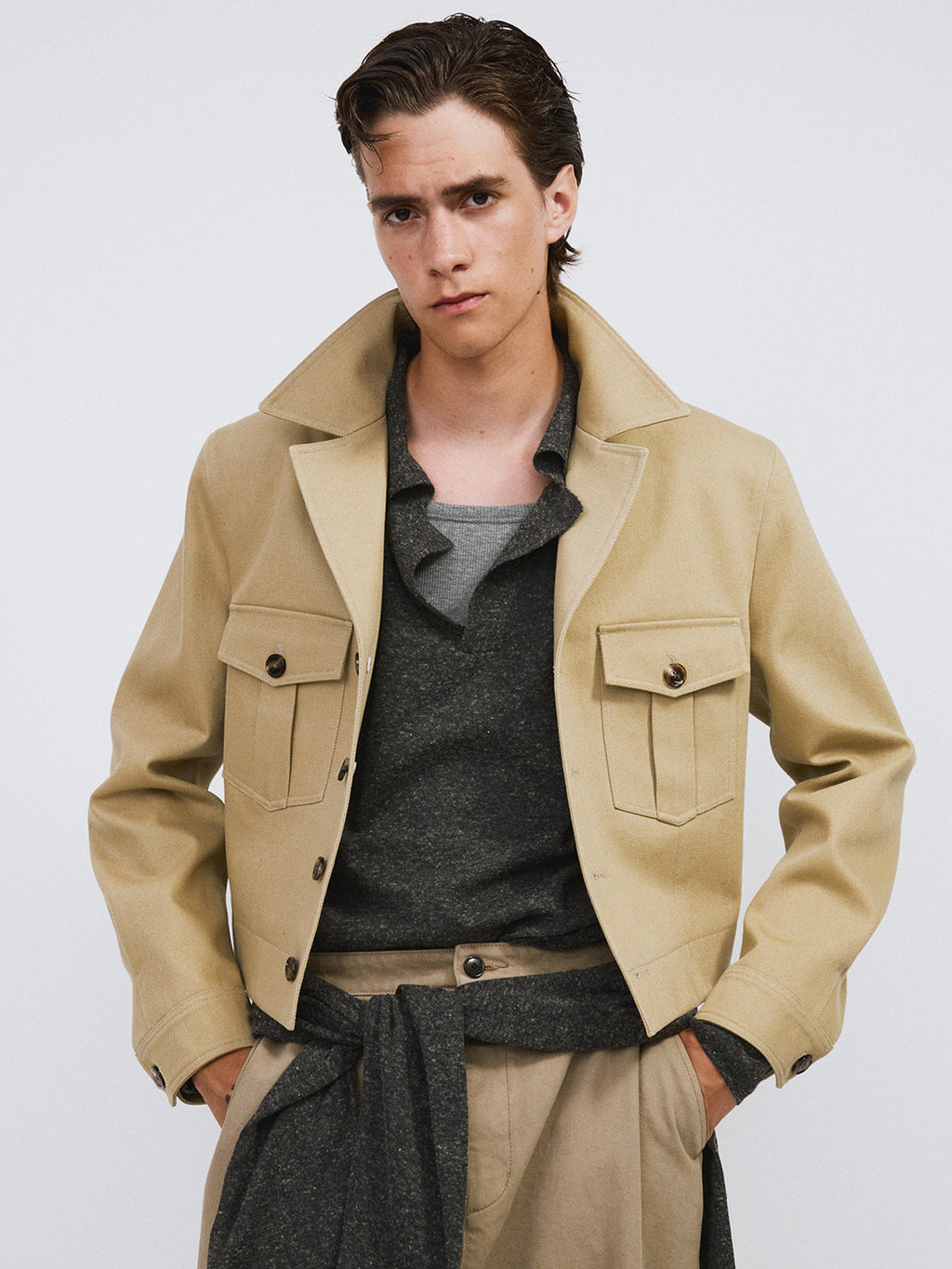 Signature Military Cotton Jacket (Light Khaki)