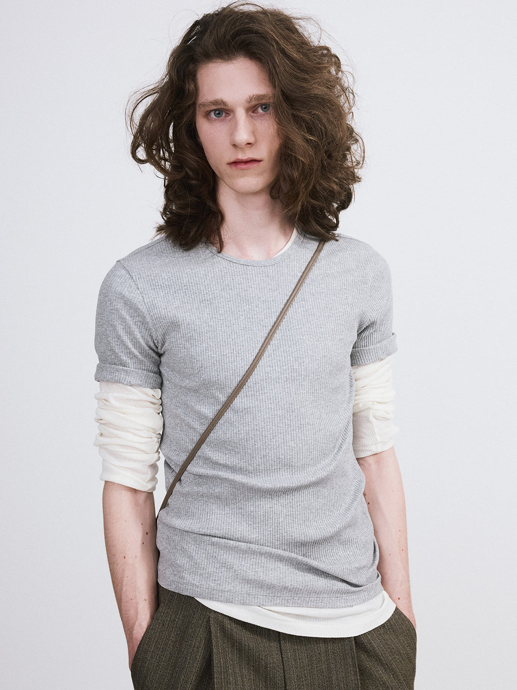 Cashmere Blend Long-Sleeve Top (Cream)