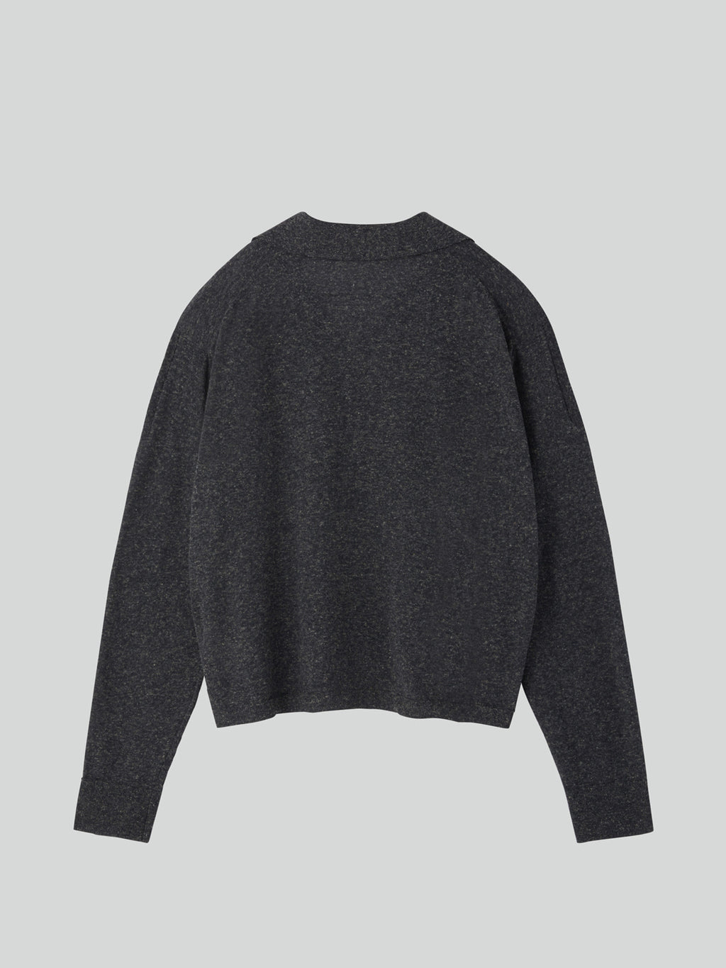 Linen Blend Polo Top (Charcoal Grey)