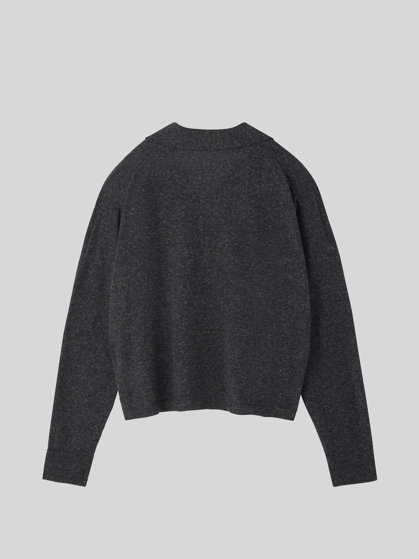 Linen Blend Polo Top (Charcoal Grey)