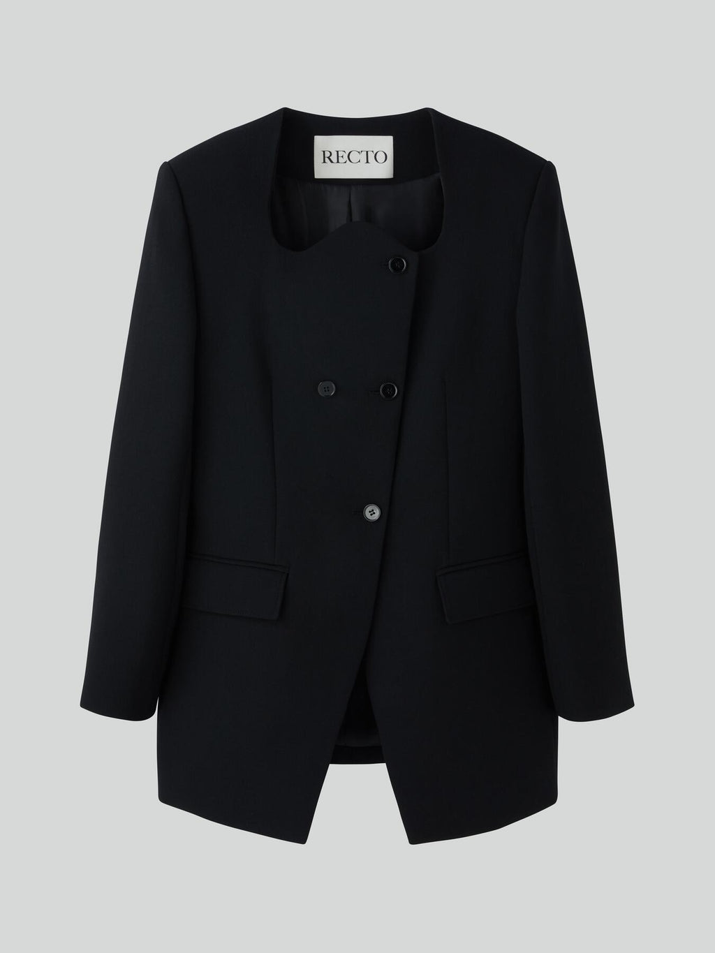 RC Signature Curved Neck Long Jacket (Black)