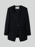 RC Signature Curved Neck Long Jacket (Black)