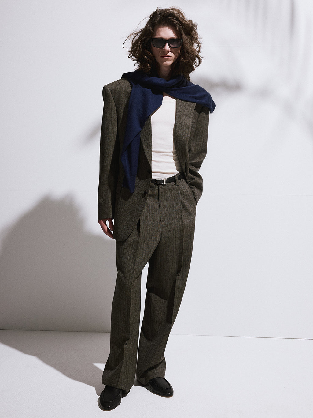 Broken Harringbone Suit Pants (Dark Khaki)