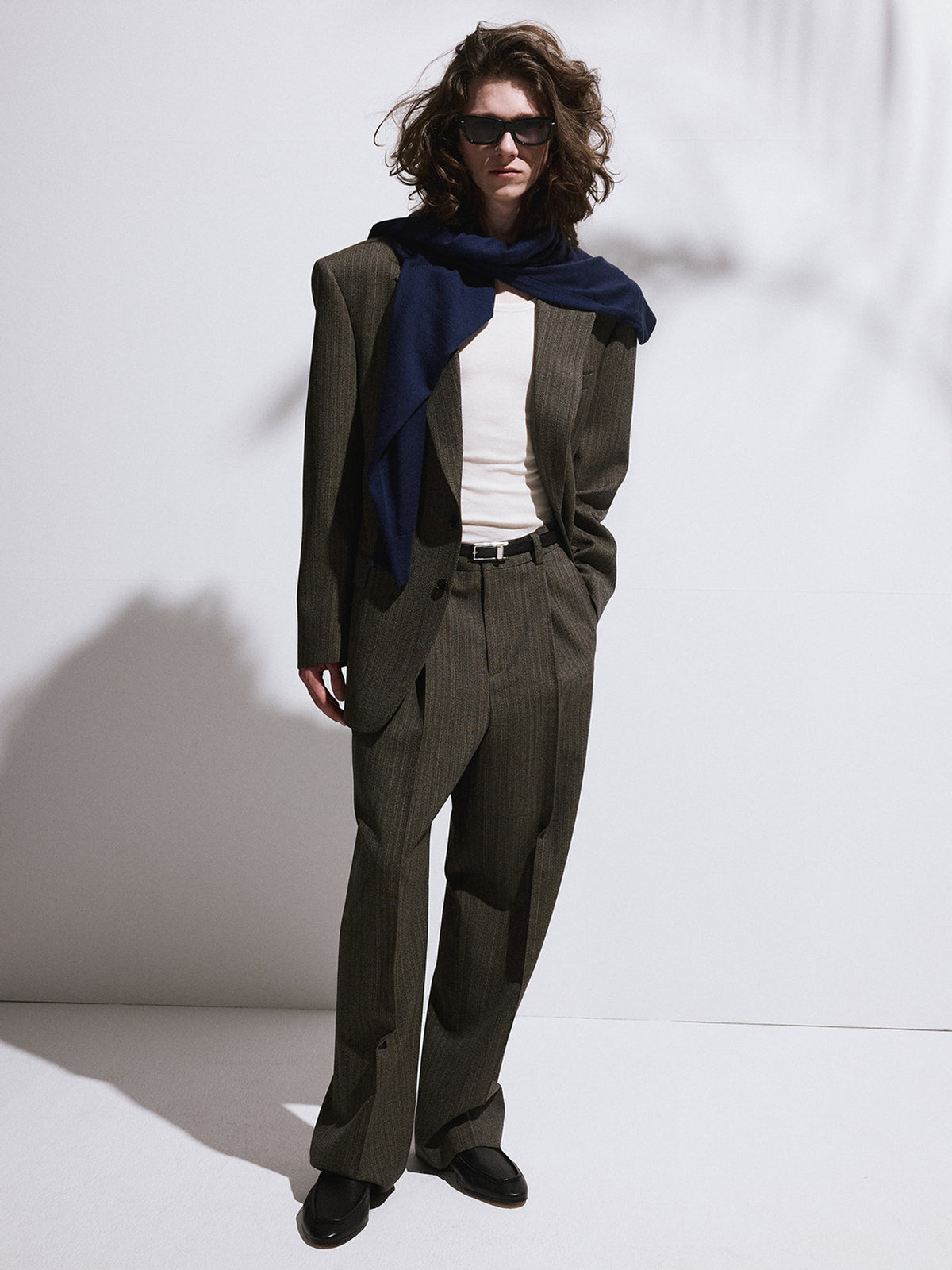 Broken Harringbone Suit Pants (Dark Khaki)