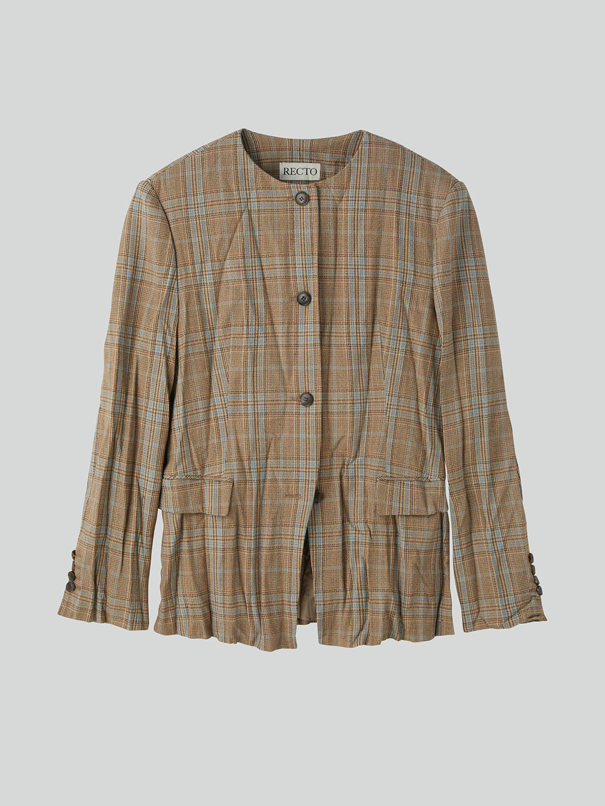 Crinkle Vintage Check Jacket (Camel)