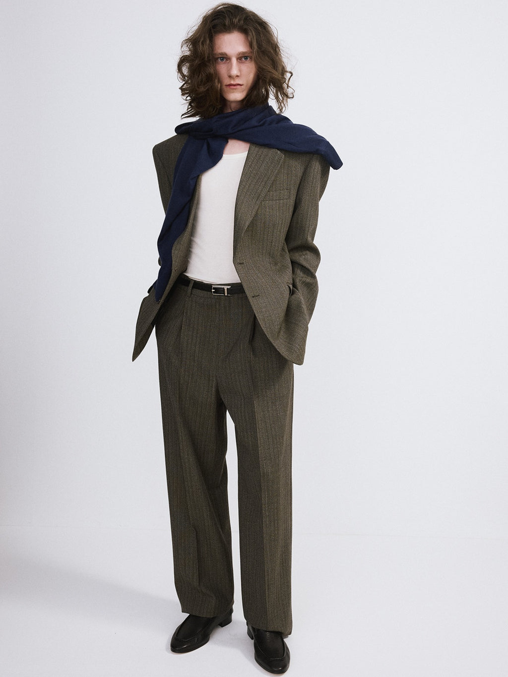 Broken Harringbone Suit Jacket (Dark Khaki)