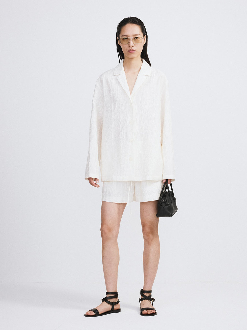 Wrinkled Lounge Shorts (Bean Ivory)