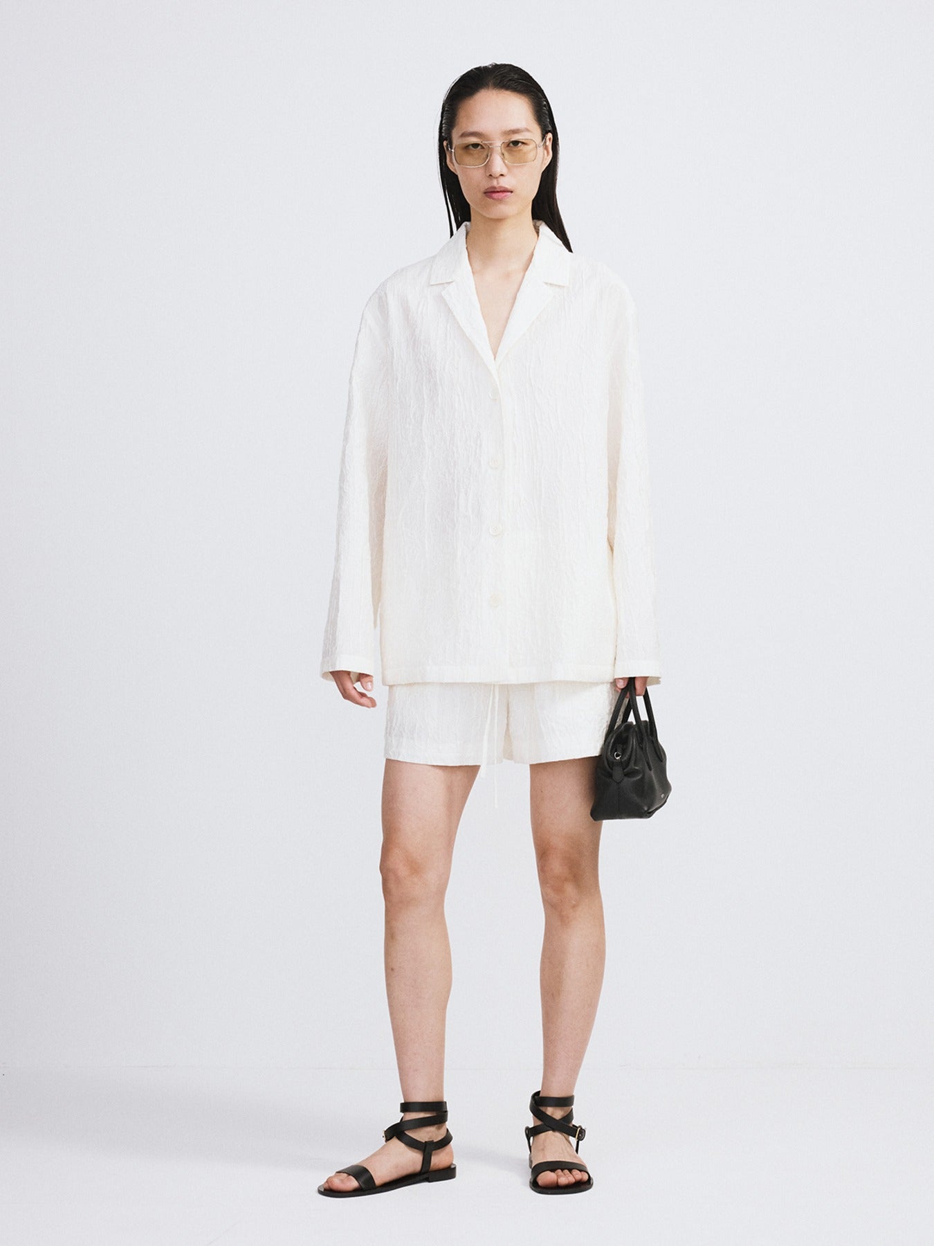 Wrinkled Lounge Shorts (Bean Ivory)