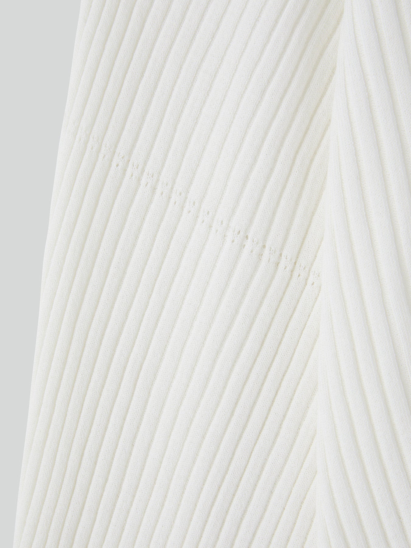 Slit-Cuffs Ribbed Knit Top (Ivory)