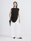 Open Back Jersey Long Top (Black)