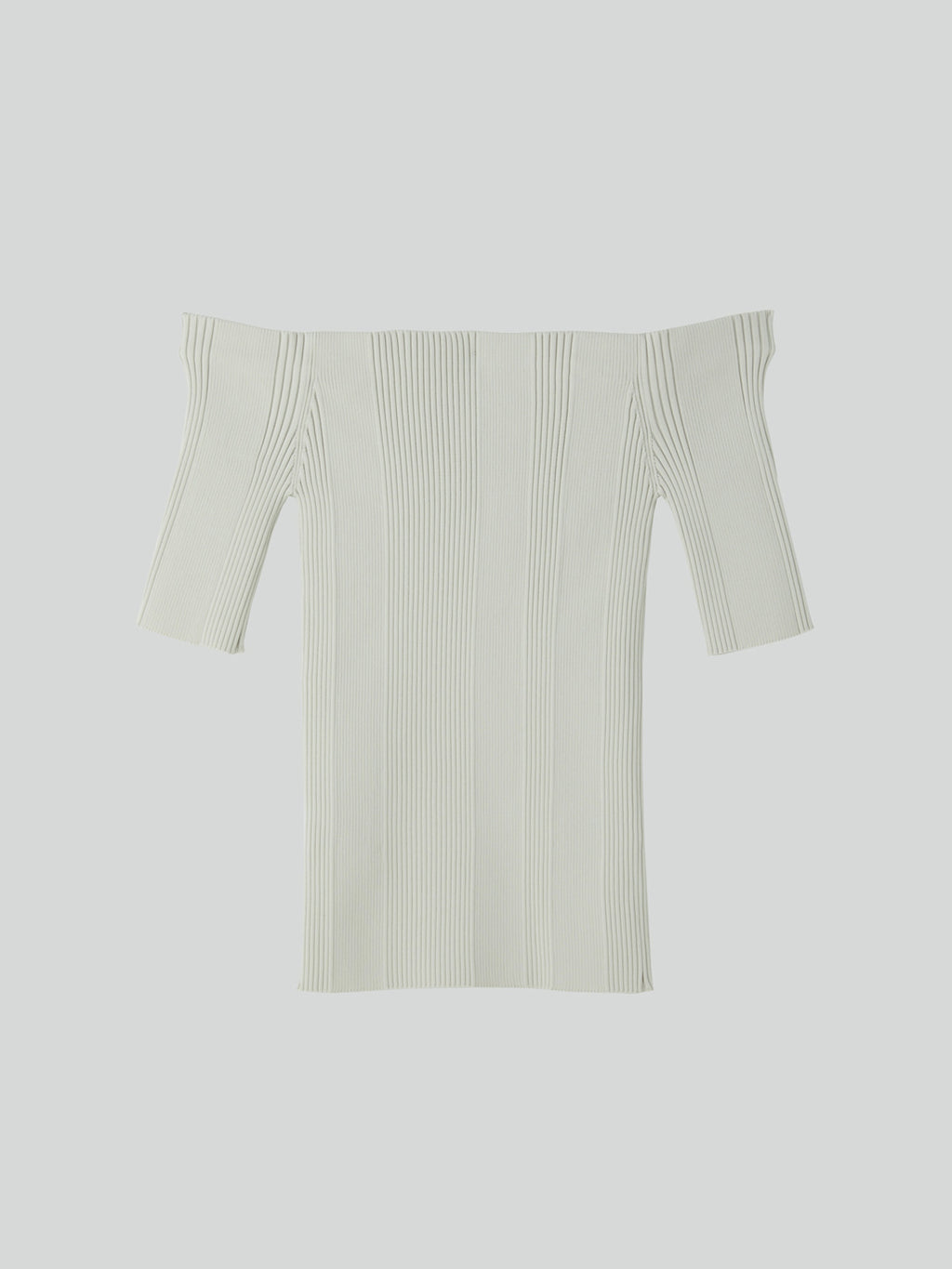 Off Shoulder Ribbed Knit Top (Ecru)