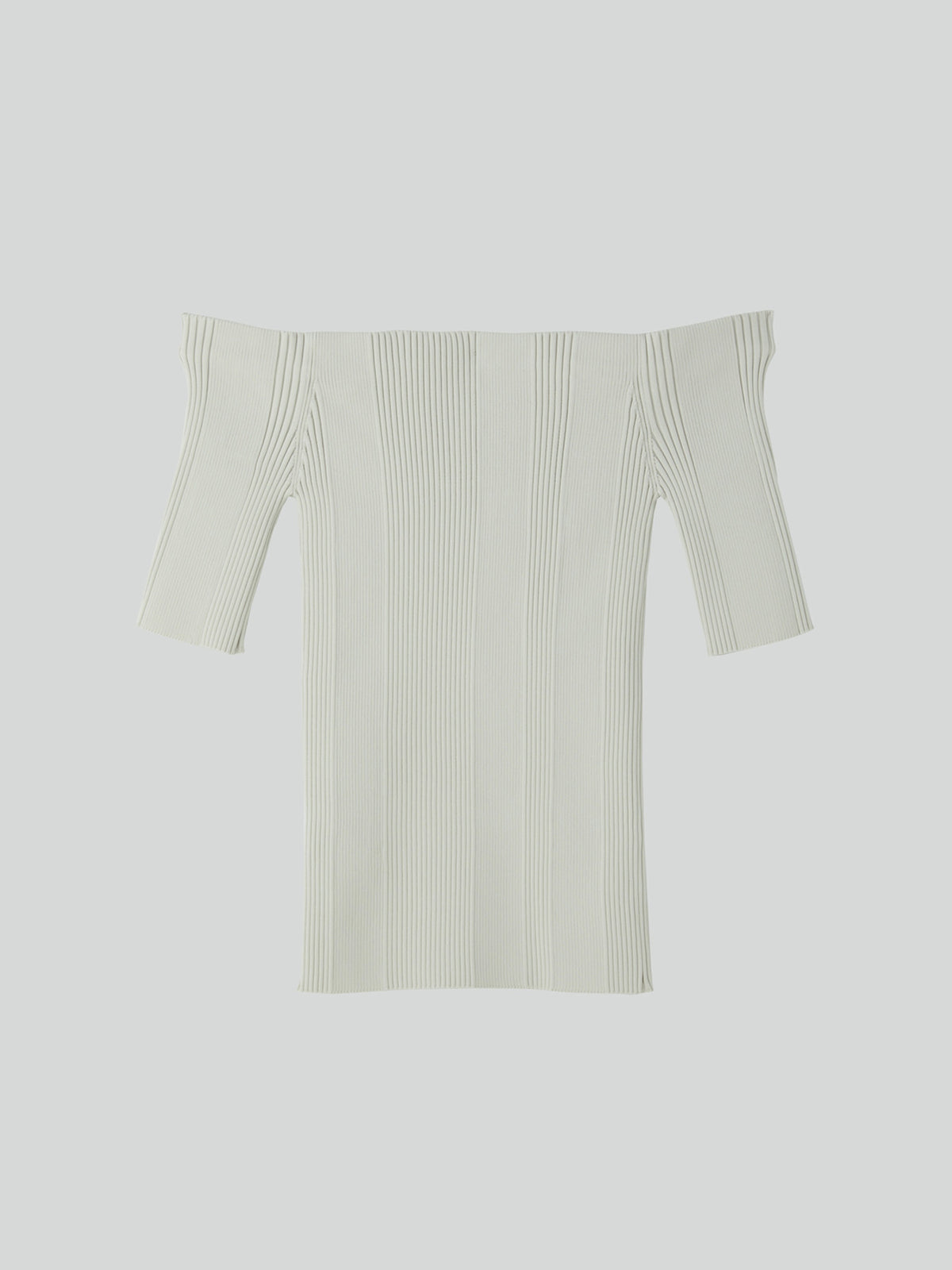Off Shoulder Ribbed Knit Top (Ecru)