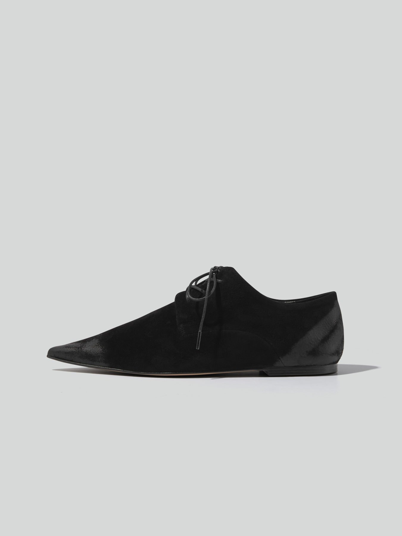 Point Toe Suede Derby Shoes (Black)