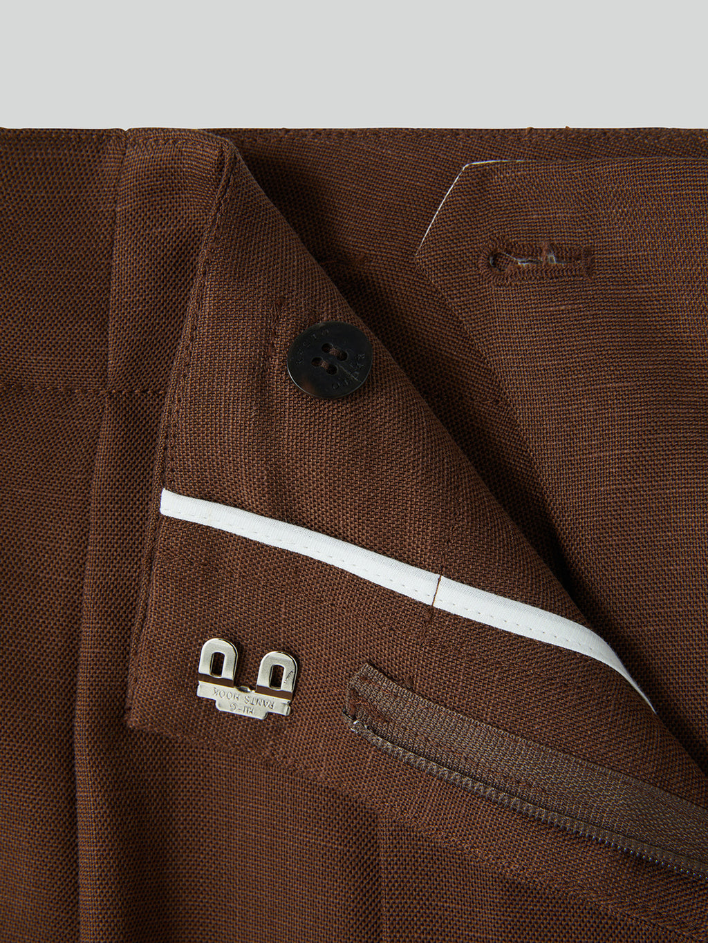 Linen Blend Pleated Pants (Chocolate Brown)